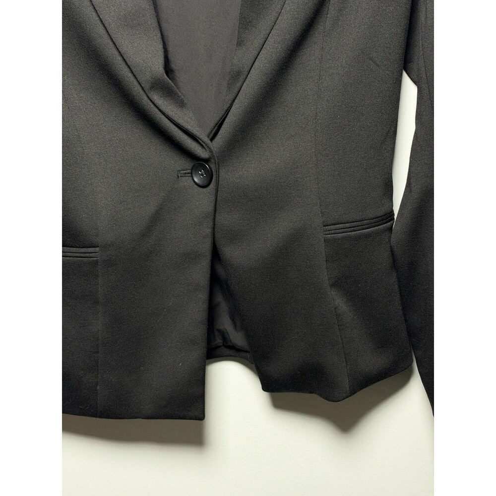 WHBM Women’s 6 Black Blazer Single Breasted One Button Notch Lapel Lined Stretch - Picture 2 of 9